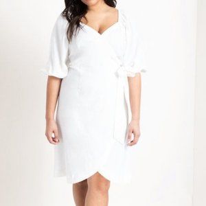 Eloquii  Linen Blend Plus Size Wrap Dress 18